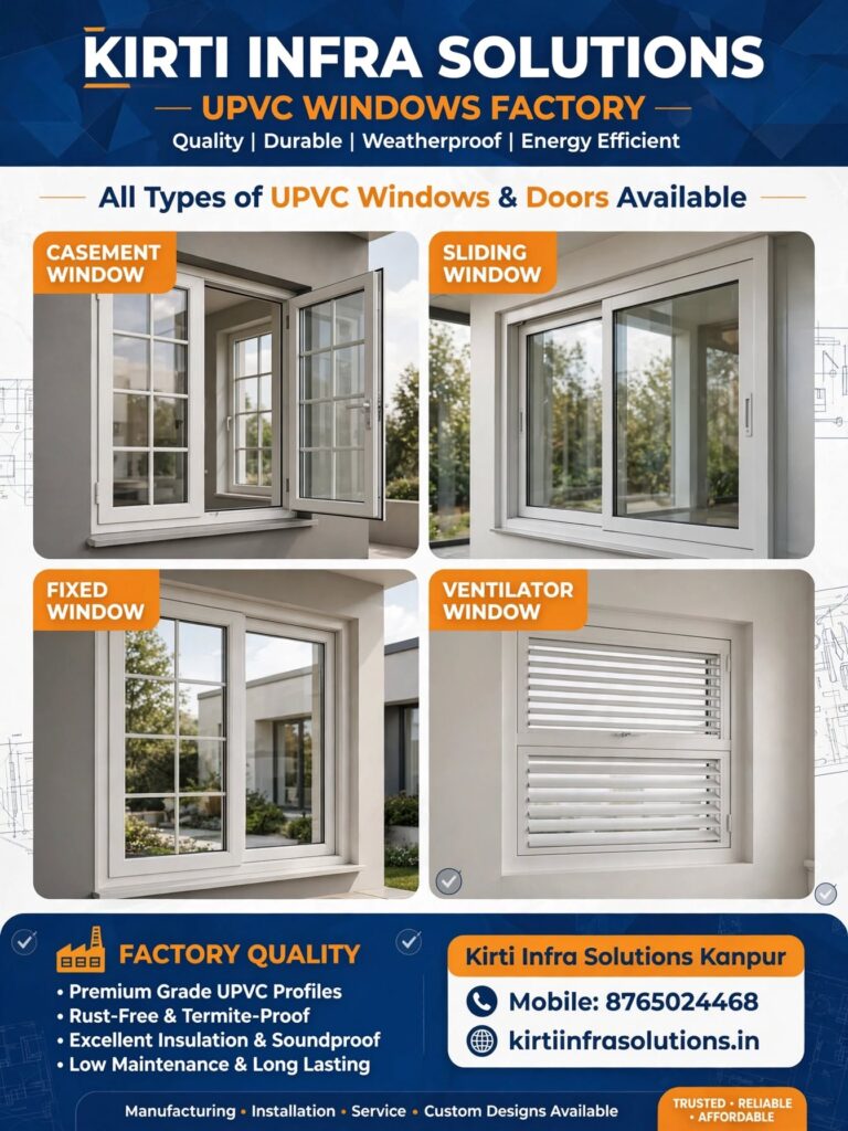uPVC windows and aluminium sliding doors installation by Kirti Infra Solutions Kanpur